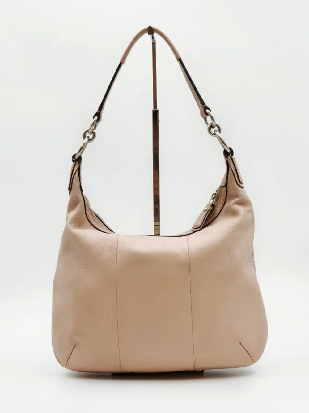 Coach Beige Woven Leather Hobo Shoulder Bag Turnlock Purse